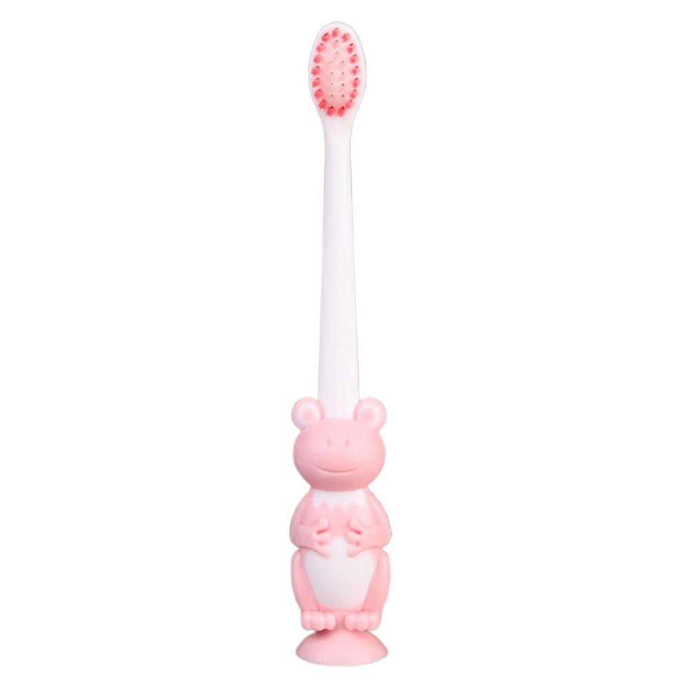 Washranp Toothbrush Reusable Food Grade Material Cute Manual Training Kids Tooth Frog Brush Pink