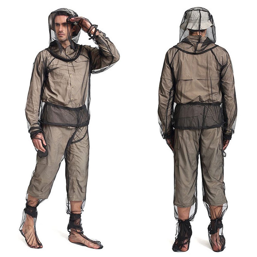 Anti-Mosquito Suit,Mosquito Net Set - Jacket Hood, Pants, Gloves and Socks Set Lightweight Breathable Mesh Clothing for Men and Women Great for Fishing,Camping, Farming and Gardening (S/M)