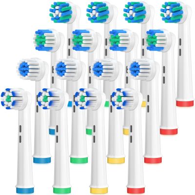 AnjoCare Replacement Brush Heads Compatible with Oral B Braun - 16 Pack, 4 Styles for Pro1000 Pro1500 Pro3000 Electric Toothbrushes