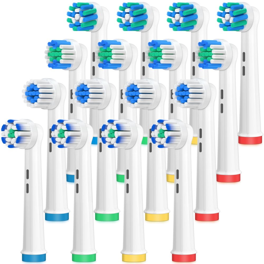 AnjoCare Replacement Brush Heads Compatible with Oral B Braun - 16 Pack, 4 Styles for Pro1000 Pro1500 Pro3000 Electric Toothbrushes