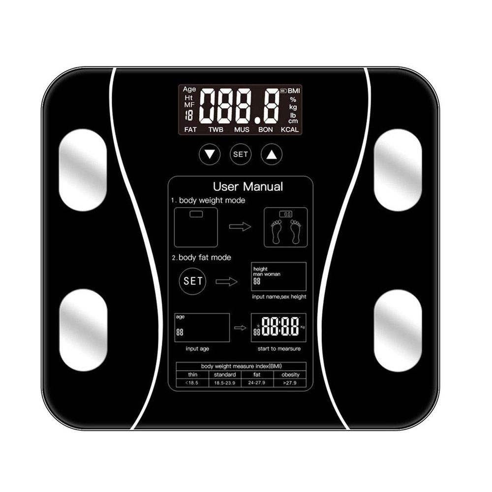 CJBHSD fashion design 5-180kg Digital Weight Scales LCD Radiocommunication Glass Body Fat Monitor Tracker Scale For Habitation Gym Wireless Smart Digital