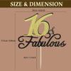 16 & Fabulous Birthday Cake Topper Black Gold Glitter Cake Topper for 16th Happy Birthday Anniversary Wedding Party Decoration Supplies view 3