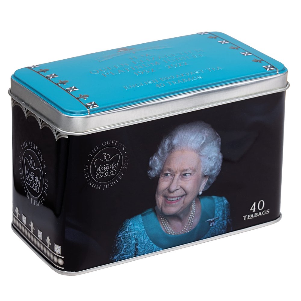 New English Teas Queen Elizabeth II Jubilee 2022 Commemorative Tea Tin with 40 English Breakfast Teabags