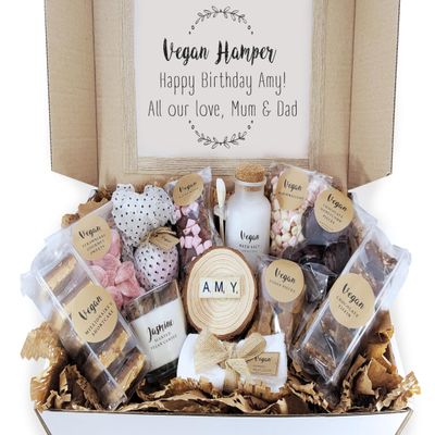 Personalised Gift Hamper Food Basket  Vegan, Vegetarian, Dairy-Free, Gluten-Free, Nut-Free Options. Chocolate, Easter
