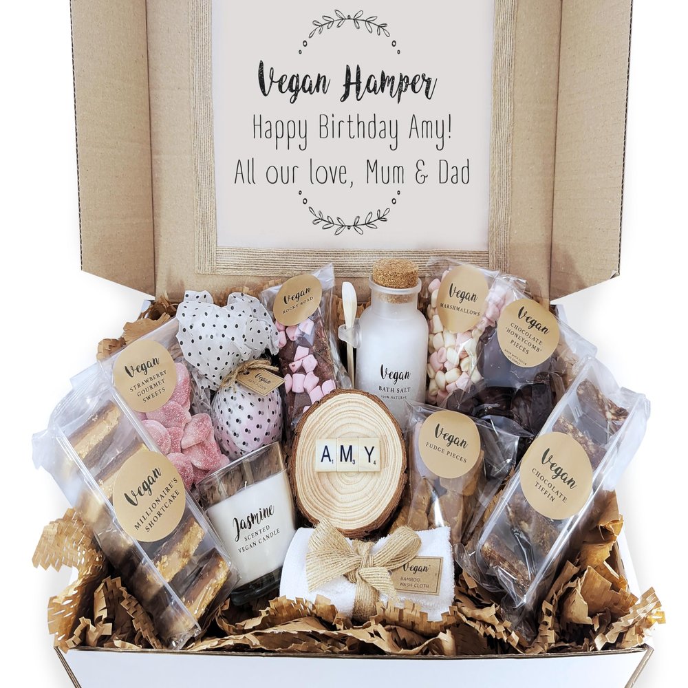 Personalised Gift Hamper Food Basket  Vegan, Vegetarian, Dairy-Free, Gluten-Free, Nut-Free Options. Chocolate, Easter