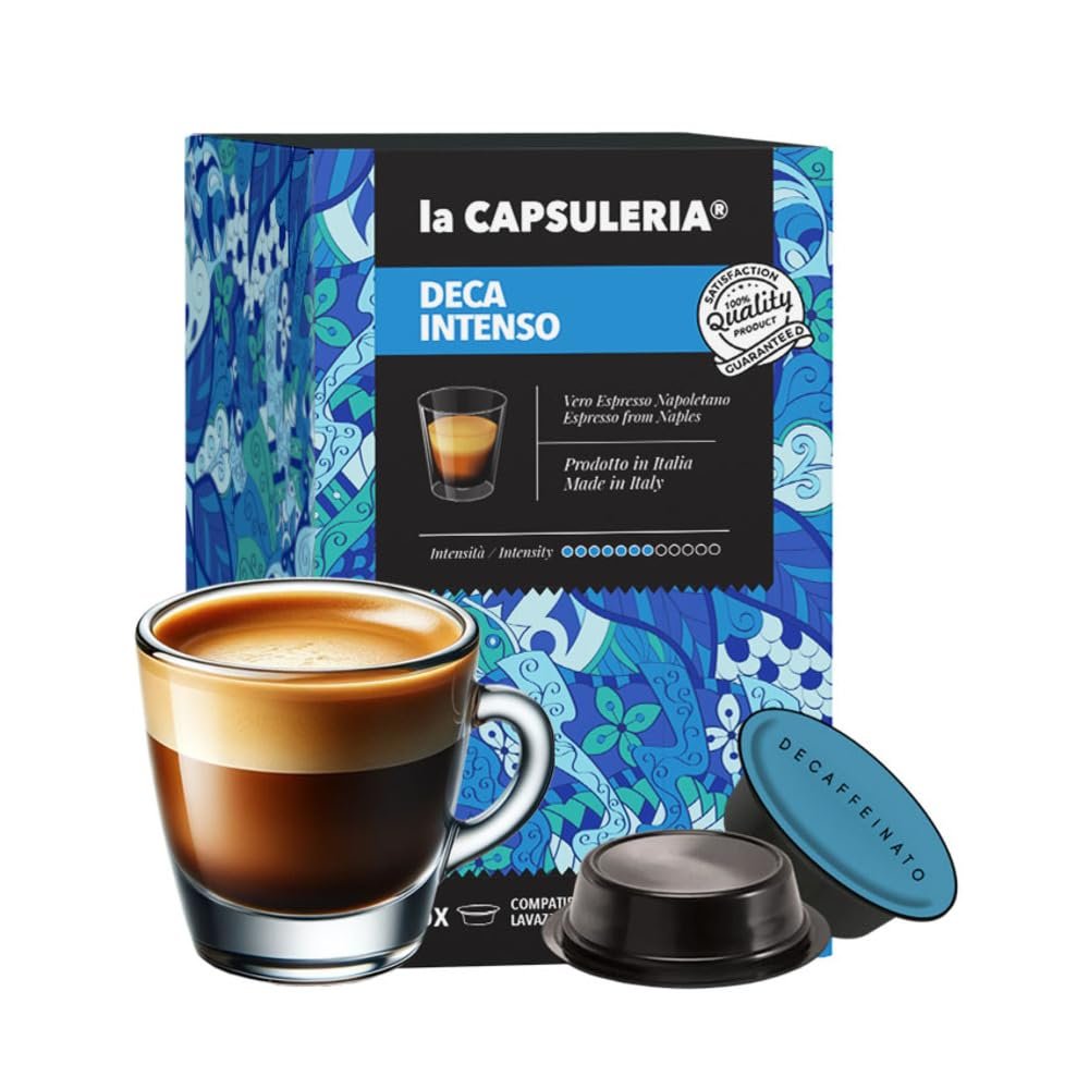 DECAF coffee, intense (192 Pods) compatible with Lavazza A Modo Mio, 12 Boxes of 16 Pods, rich and bold flavor, caffeine-free, balanced espresso to enjoy at any time (La Capsuleria)