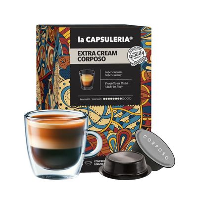 EXTRA CREAM coffee, full-bodied (192 Pods) compatible with Lavazza A Modo Mio, 12 Boxes of 16 Pods, double velvety crema, rich and intense flavor, enveloping and persistent aroma (La Capsuleria)