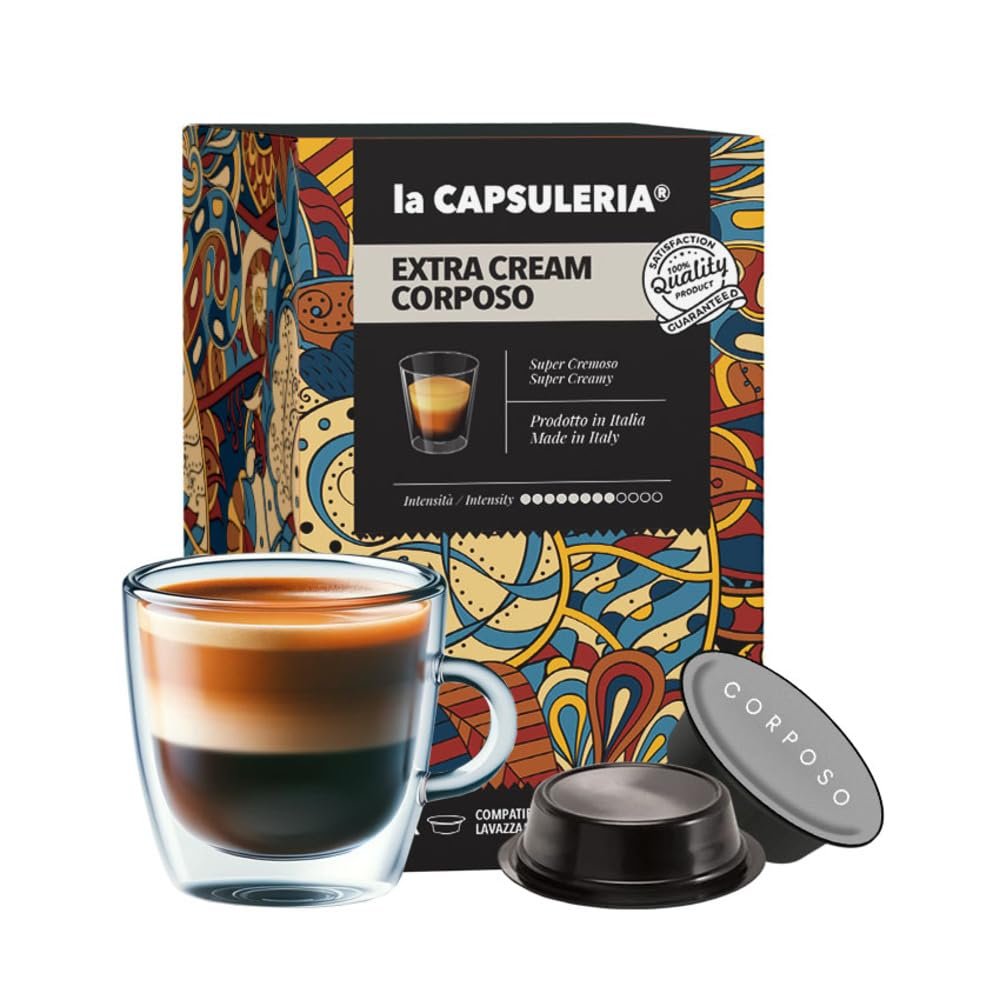 EXTRA CREAM coffee, full-bodied (192 Pods) compatible with Lavazza A Modo Mio, 12 Boxes of 16 Pods, double velvety crema, rich and intense flavor, enveloping and persistent aroma (La Capsuleria)