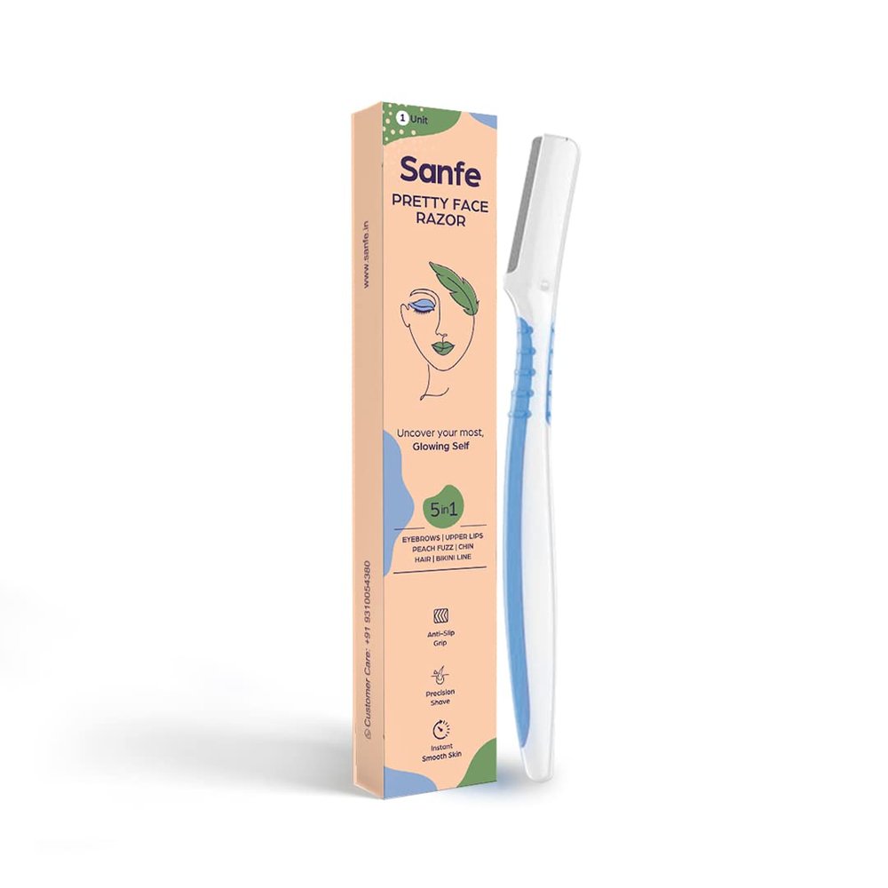Sanfe Pretty Face Razor for pain-free facial hair removal - Pack of 1 | Upper lips, Chin, Peach Fuzz - Stainless steel Blade, Firm Grip