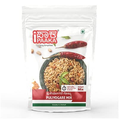 iPaaka Puliyogare Mix - 400g | Ready Mix | Rich in Protein and Calcium | Preservative Free | Temple Style | Lunch Box Recipe | Just Mix with Rice