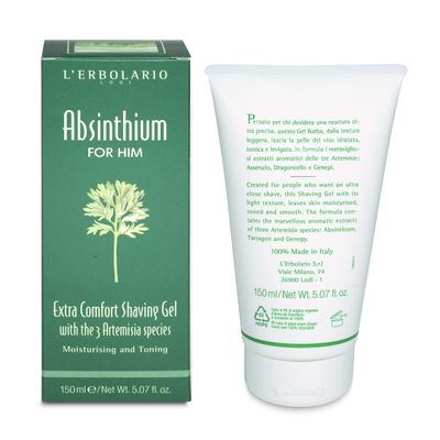 Extra Comfort Shaving Gel - Absinthium by LErbolario for Men - 5.07 oz Shave Gel