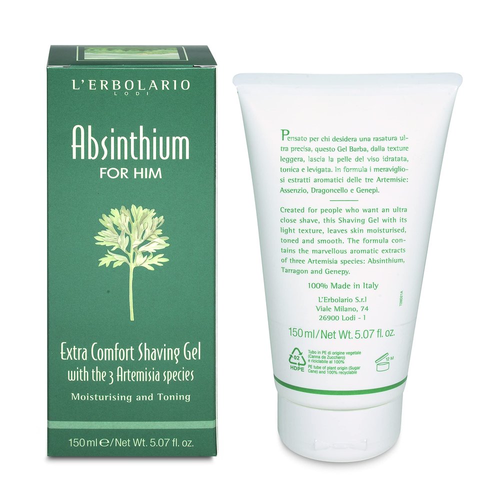Extra Comfort Shaving Gel - Absinthium by LErbolario for Men - 5.07 oz Shave Gel