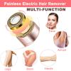 Facial Hair Remover, Painless Removal Shaver for Women, USB Rechargeable IPX6 Waterproof Eyebrow Face Razor Trimmer for Lips, Body, Arms, Mustaches, Fuzz and Chin (Blue) view 4