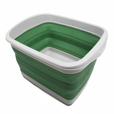 SAMMART 10L Collapsible Tub-Foldable Dish Tub-Portable Washing Basin-Space Saving Plastic Washtub (Grey/Dark Sea Green, 1)