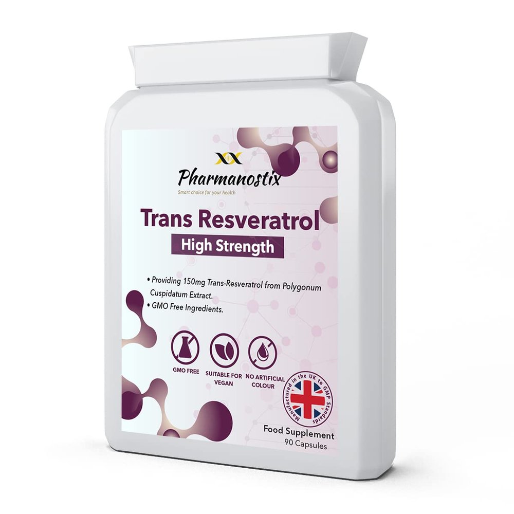 Trans Resveratrol Supplement 150mg - 90 Vegan Easy Swallow Daily Capsules - 3 Month Supply - Providing Trans-Resveratrol from Polygonum Cuspidatum Extract (Japanese Knotweed) - UK Manufactured to GMP