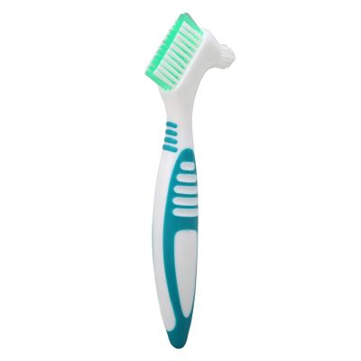 Denture Brush, Premium Hard Denture Brush Toothbrush False Teeth Cleaning Brush, Double Sided Denture Cleaning Tool, Safe Nontoxic Plaque Bacteria Removal Effective Cleaning Toothbrush