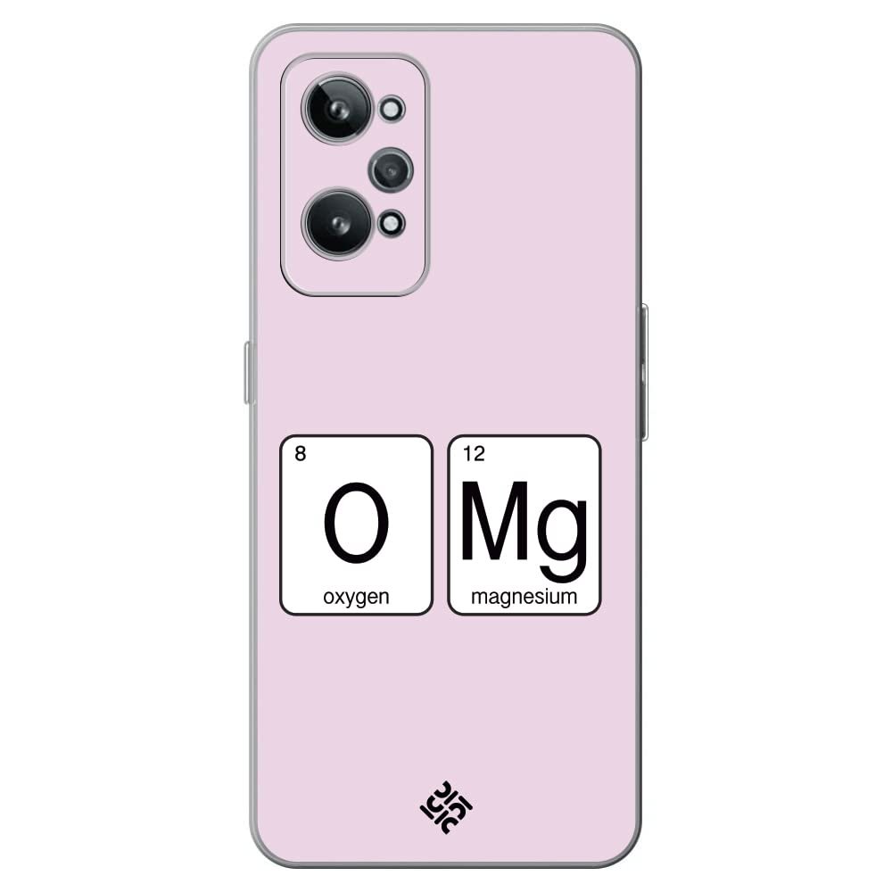 Movilshop Case for [ Realme GT 2 ] Cool Phrases Drawing [ Oxygen + Magnesium - OMG ] Flexible Silicone Gel Case Cover for Smartphone.