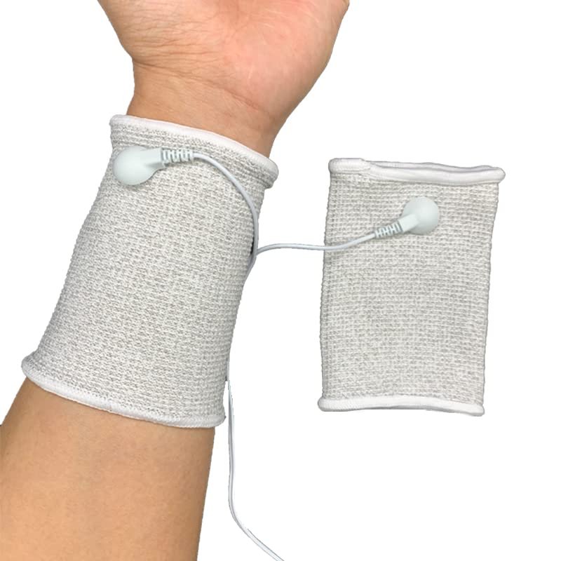 CareforYou Conductive Electrode Massage Wristband for Tens Machine Electro Therapy Bracers Guard for Pain Relief Massager with Cable