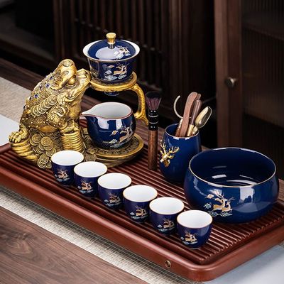 EIERFSKIOT Chinese Tea Set Tea Set For Adults Kung Fu Tea Set Service Lazy Tea Set Gift for Tea Ceremony Party Home Office Decor(Color:B)