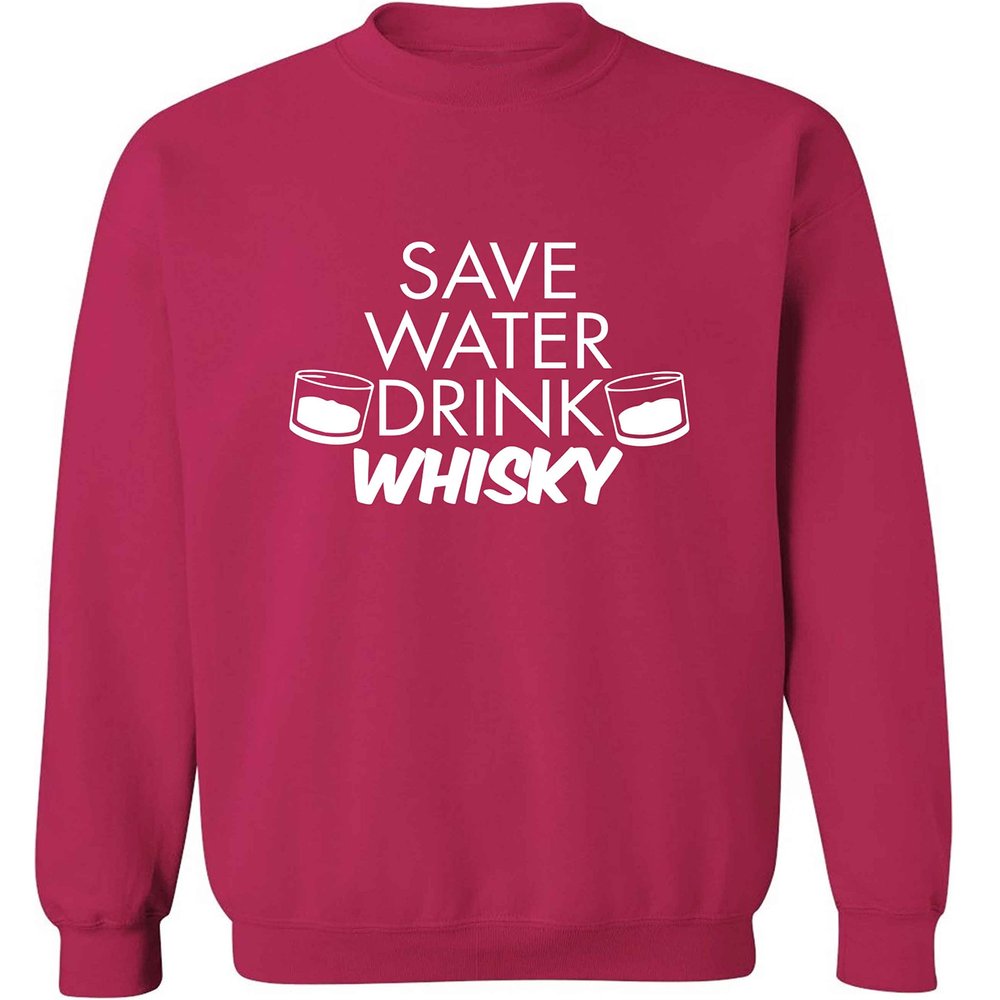 Flox Creative Adults Unisex sweatshirts Save Water Drink Whisky Pink Medium