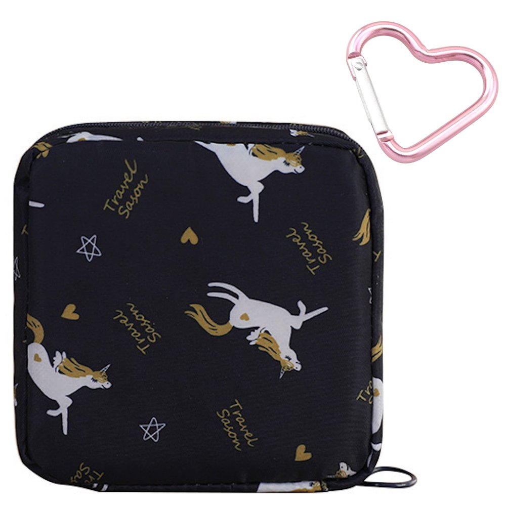 Adorable Pink Peri - Reusable Sanitary Napkin Pads Storage Bag Portable for Women Girls | Made of Cotton | Reusable | Zero Waste Period (Unicorn)