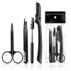 Eyebrow Razor Kit, 4 in 1 Professional Eyebrow Grooming Set for Women and Men, Including Eyebrow Razor Trimmer, Tweezer, Scissor, Eyelashes Roller, Storage Bag view 1