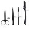 Eyebrow Razor Kit, 4 in 1 Professional Eyebrow Grooming Set for Women and Men, Including Eyebrow Razor Trimmer, Tweezer, Scissor, Eyelashes Roller, Storage Bag view 2