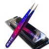 Razor Edge Eyebrow Tweezers Stainless Steel Professional in Multi Colors 9.5cm (Pink/Purple/Blue) view 2