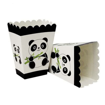 BIIDY 12pcs Cute Panda Paper Popcorn Boxes, Treat Snacks Candy Chocolate Gift Bags, for Theme Parties Movie Nights Carnival Theater