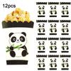 BIIDY 12pcs Cute Panda Paper Popcorn Boxes, Treat Snacks Candy Chocolate Gift Bags, for Theme Parties Movie Nights Carnival Theater view 4