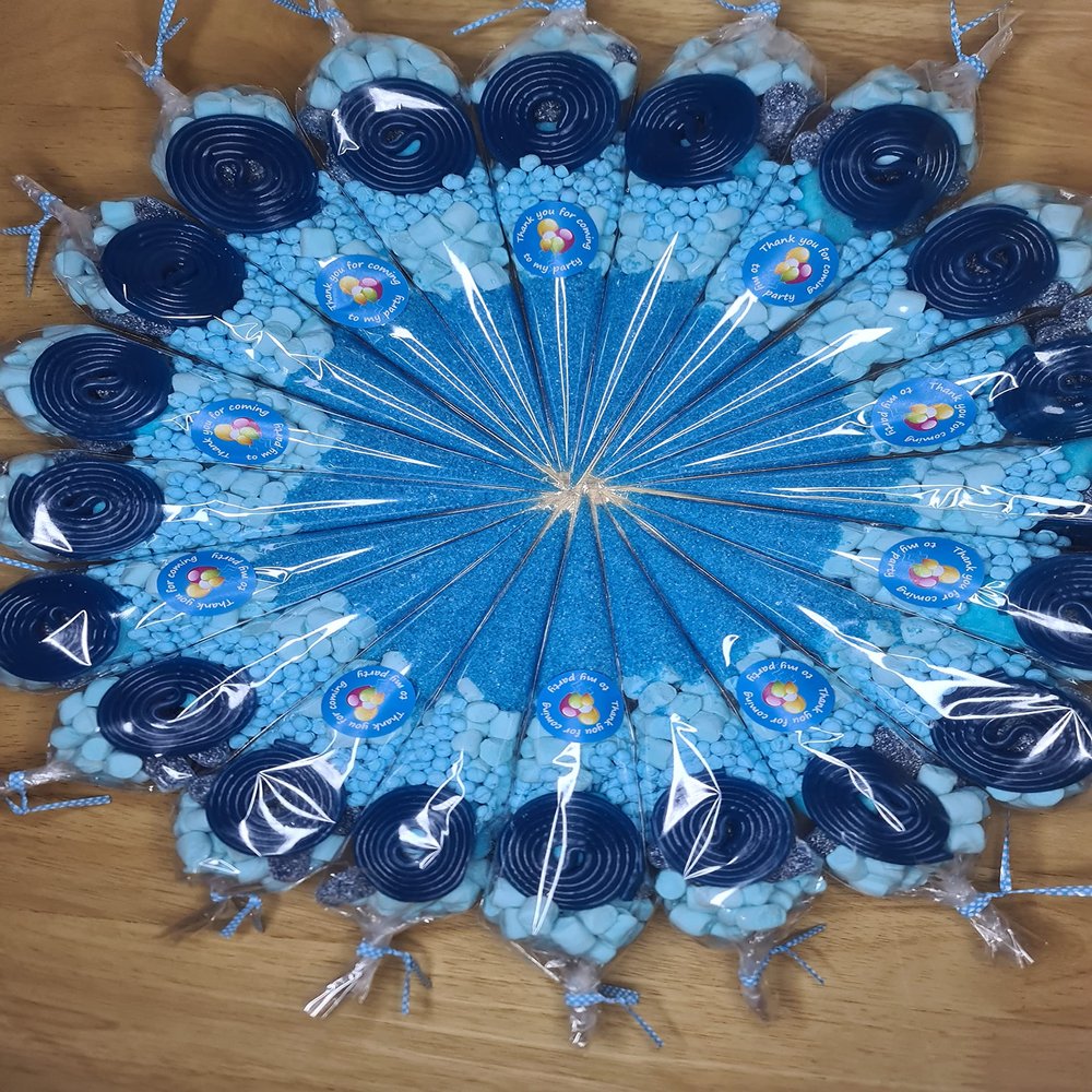 BLUE pre-filled sweet cones (x10)