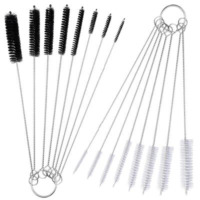 16 Pack Drinking Straw Cleaner Brushes, 8 Inch Extra Long Straw Cleaning Bottle Brush Stainless Steel Reusable Nylon Tube Pipe Brush Tool Set, 8 Sizes, White & Black