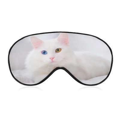 Sleeping Mask Turkish Angora Elegant Cat Sleep Eye Mask for Men Women Teens Kids, Night Sleep Mask & Blindfold, Block Out Light, Soft Comfort Eye Shade Cover for Travel Yoga Nap