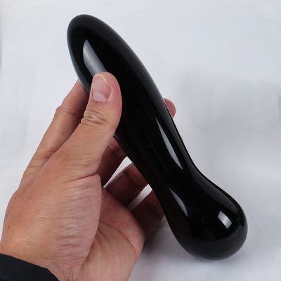18 cm Natural Rose Quartz Curved Massage Wand Large Healing Jade Crystal Stone Yoni Massage Stick,Obsidian