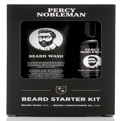Percy Nobleman Beard Starter Set, Beard Care Set with Beard Oil and Beard Wash, Suitable as Filling Material for Stockings, 30 ml / 75 ml