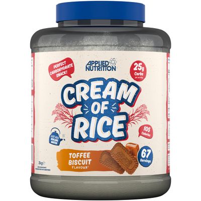 Applied Nutrition Cream of Rice - High Carbohydrate Cream of Rice Supplement, Source of Energy for Breakfast & Snacks, Easy to Digest, Low Sugar, Low Fat, Vegan, 2kg (Toffee Biscuit)