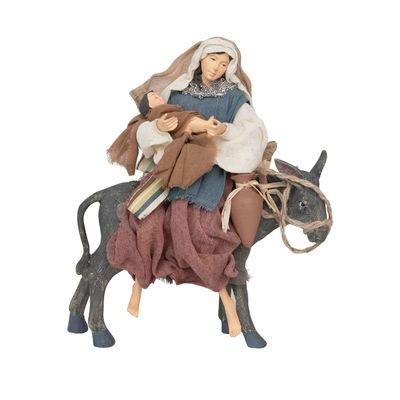 Creative Co-op 9" L x 3-1/2"W x 10" H Handmade Resin and Fabric Virgin Mary on Donkey, Truck Ship Figures and Figurines, x 4" W x, Multi