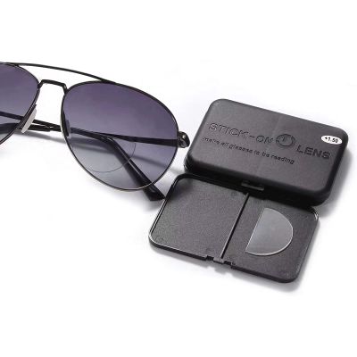 OuShiun 2 Pair Stick on Bifocal Lenses Adhesive Stick Reading Lenses Reusable for Safety Glasses and Sunglasses (+2.0 diopter)