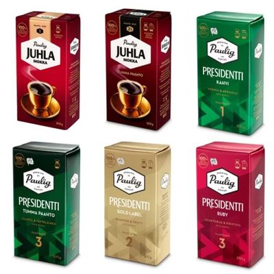 Paulig Coffee 10 pack 500g Fine Grind - Premium Filter Blend Ground Coffee - Bag