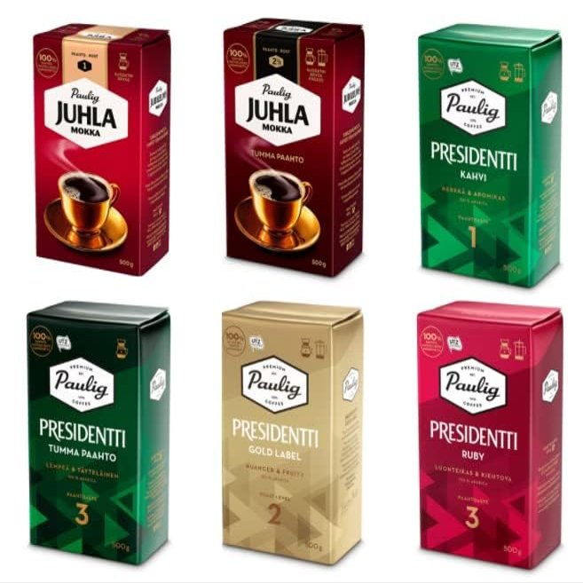 Paulig Coffee 10 pack 500g Fine Grind - Premium Filter Blend Ground Coffee - Bag