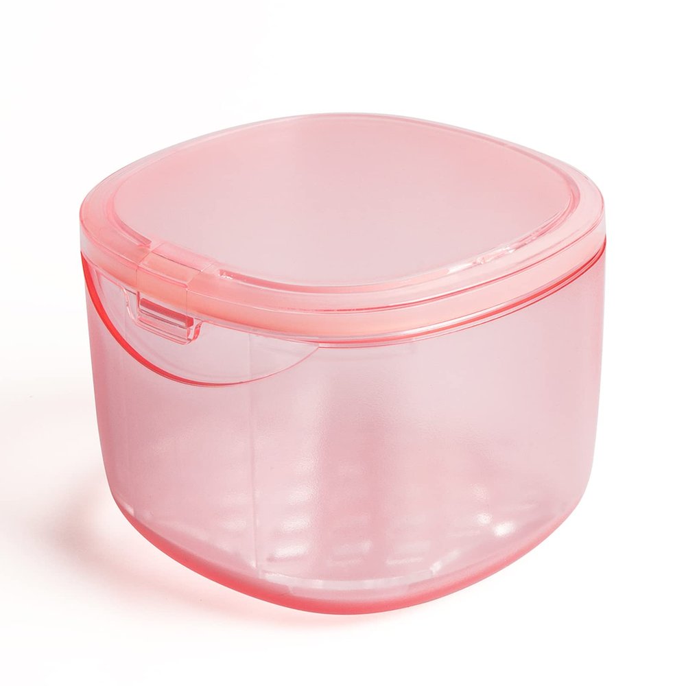 Denture Bath Case, Retainer Cleaning Box, Denture Case - Second Generation (transparent pink)