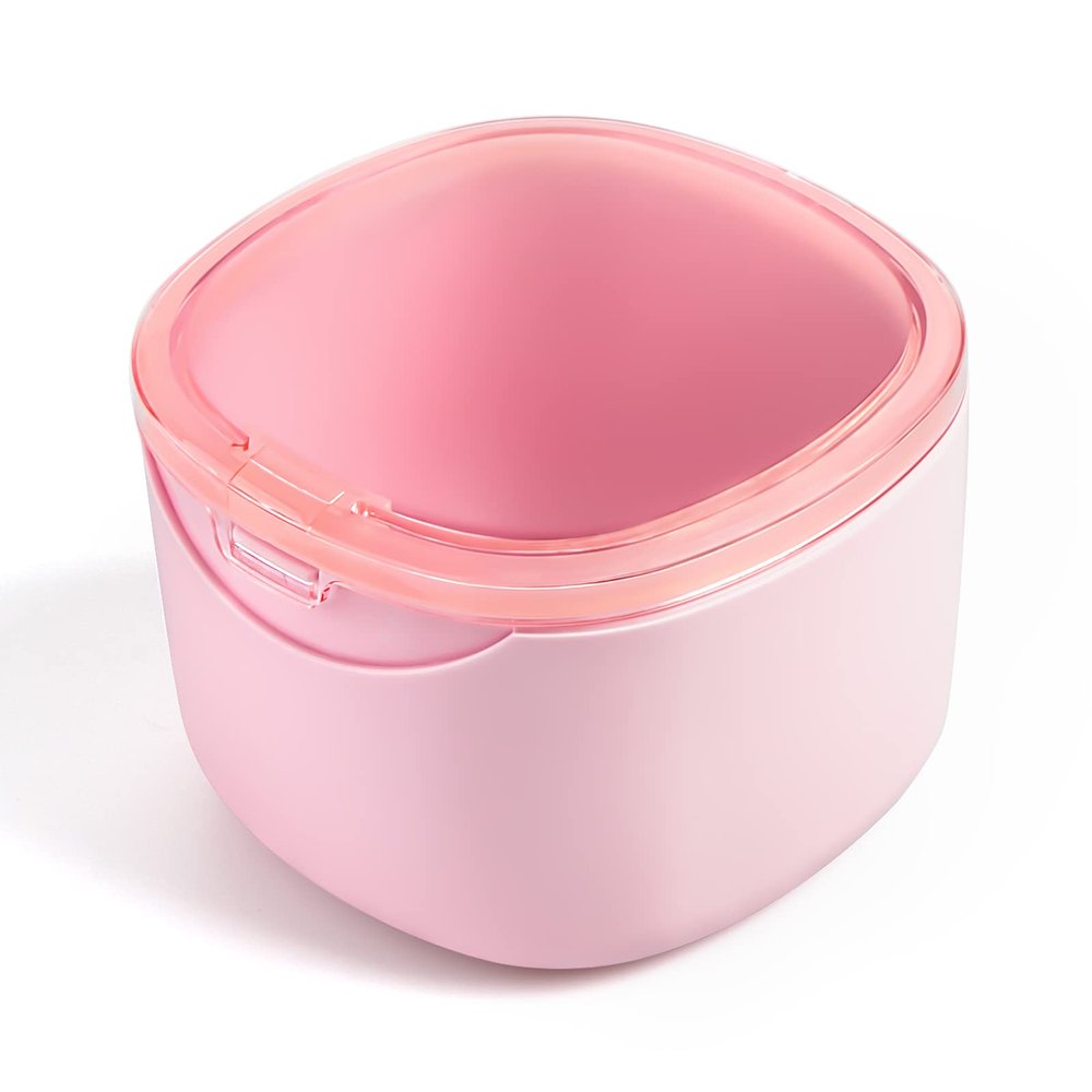 Denture Bath Case, Retainer Cleaning Box, Denture Case, Mouth Guard, Night Guard and Retainer (pink)