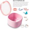 Denture Bath Case, Retainer Cleaning Box, Denture Case, Mouth Guard, Night Guard and Retainer (pink) view 2