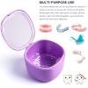 Uouovo 2022 Upgraded Denture Bath Box Cup, Retainer Cleaning Box, Complete Clean Care for Dentures, Clear Braces, Mouth Guard, Night Guard & Retainers (purple) view 2