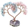 mookaitedecor Love Heart Crystal Stone Tree with Natural Amethyst Grape Base Happy Silver Tree for Home Decoration Wedding Ornament, Rose Quartz Stone & Aquamarine Stone view 1