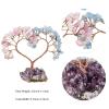 mookaitedecor Love Heart Crystal Stone Tree with Natural Amethyst Grape Base Happy Silver Tree for Home Decoration Wedding Ornament, Rose Quartz Stone & Aquamarine Stone view 3