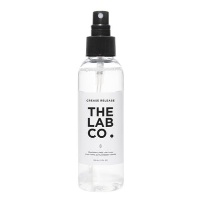 The Lab Co. Crease Release 150ml. Removes creases and wrinkles from clothing and fabrics without the hassle of ironing. Wrinkle remover. Perfect for travelling.