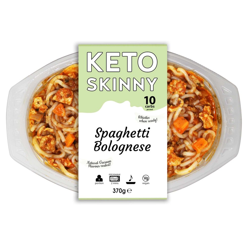 Keto Skinny Meal Spaghetti Bolognese (Pack of 4, 370g) - Miracle Konjac, Shirataki, Vegan, Low Calorie, Free-From, Low Fat, Keto, Low Carbs, Healthy, High in Protein, Plant Based, Fresh Ready Meals