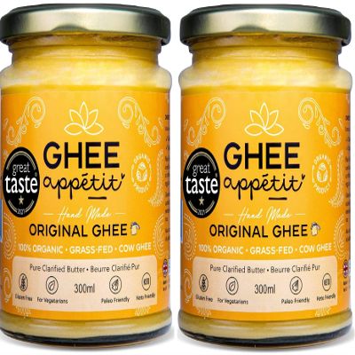Ghee Apptit Organic Ghee 300ml I Certified Organic I Free Range Grass Fed Ghee I Ghee Butter I Vegetarian I Ayurveda Ghee Recipe I Pure Clarified Butter I Artisan Ghee(Pack of 2)