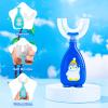 Pinenuts 3 Pack Kids U-Shaped Silicone Manual Toothbrush, Whole Mouth Toothbrush for Kids Toddler Baby (2-6 Years, Blue) view 3